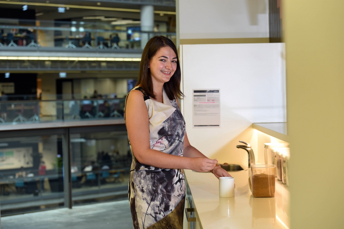 NAB Lucinda Boffa having her second cup of coffee