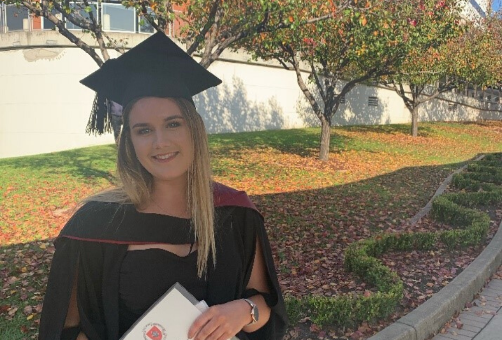 Emma Flanagan in her graduation attire