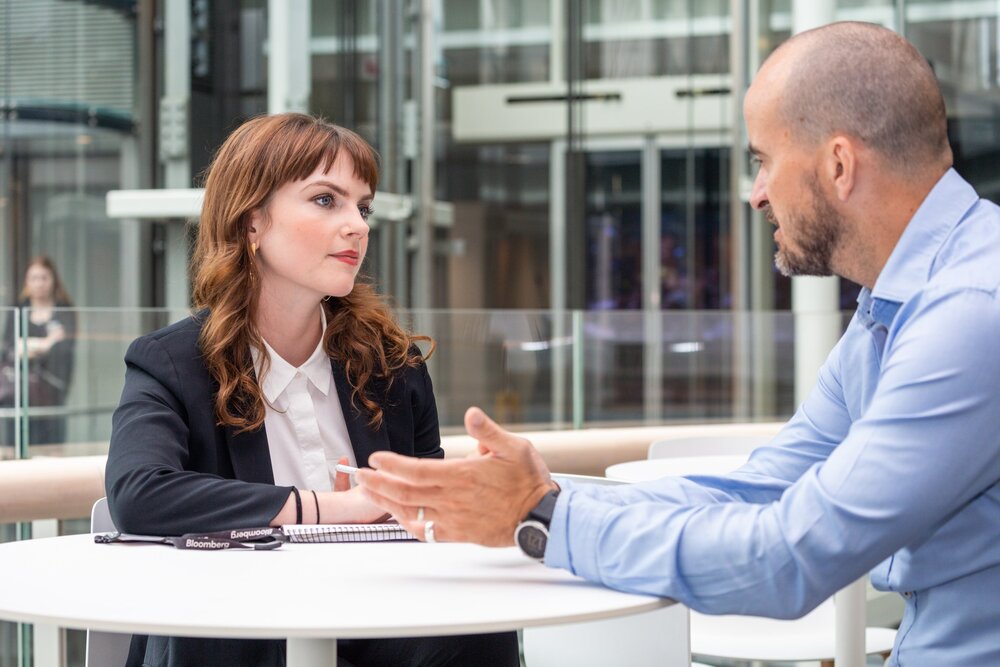 Two professionals having a meeting