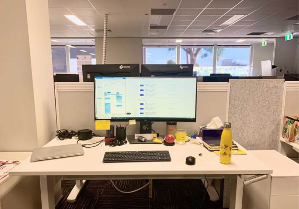 at the office