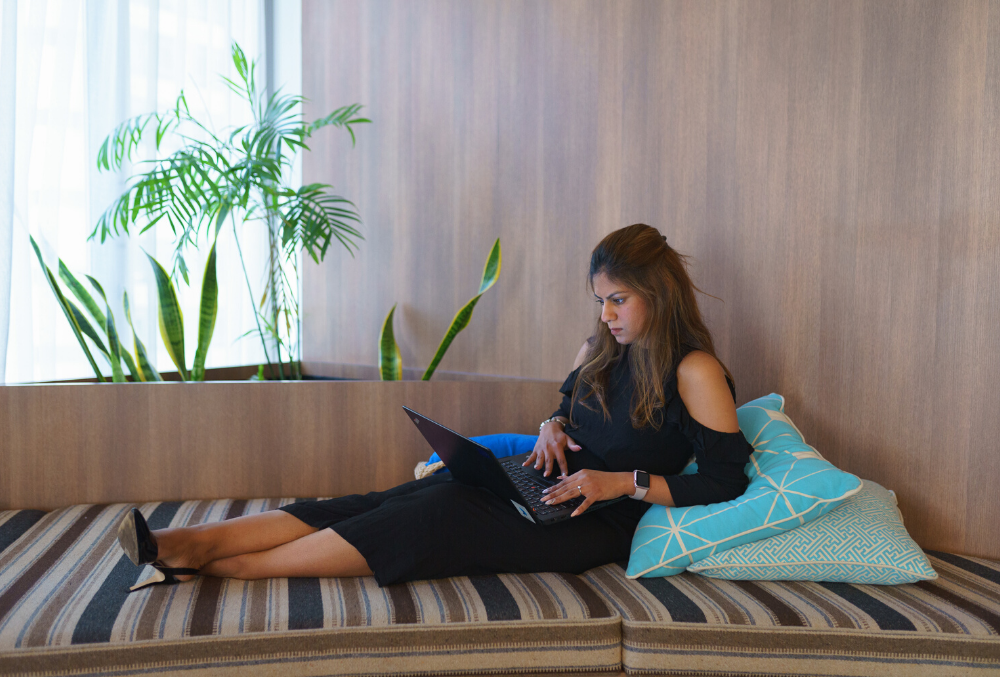 Telstra Graduate Bushra Ahmed At laptop