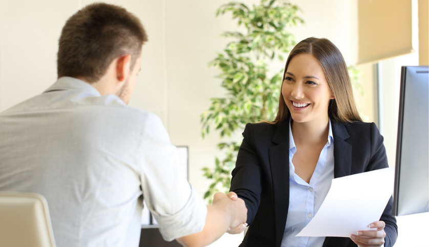 Applicant shakes the hand of the manager after the situational  interview questions