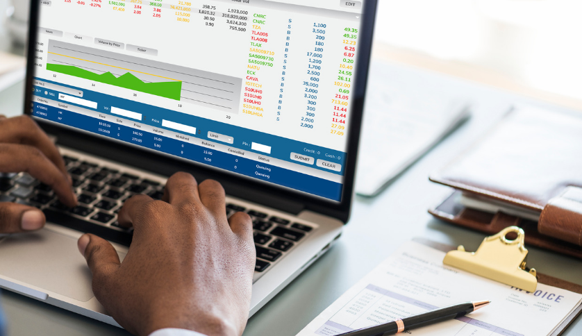 Accounting software in an open laptop