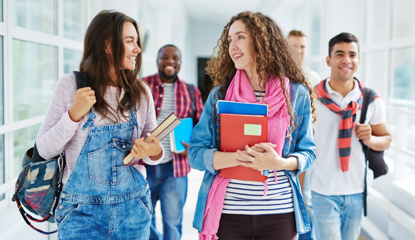 Students walking. 
