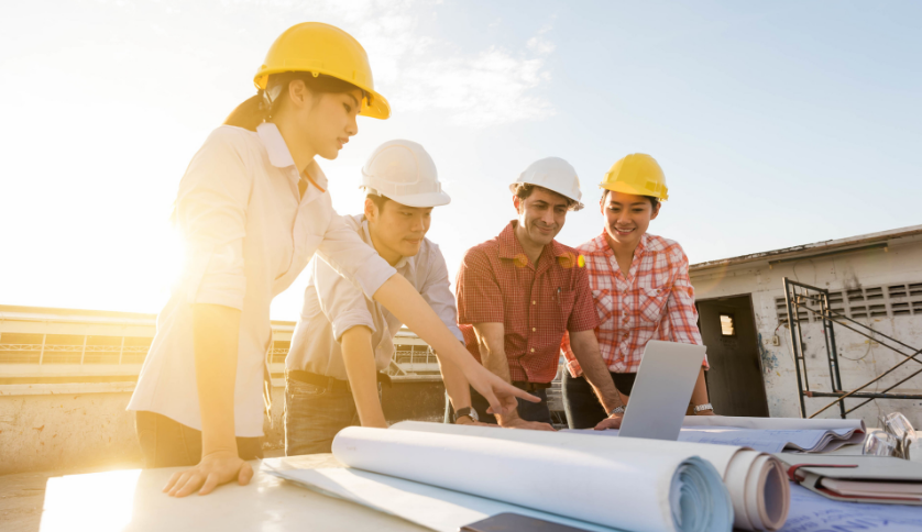 Engineers on a site. 